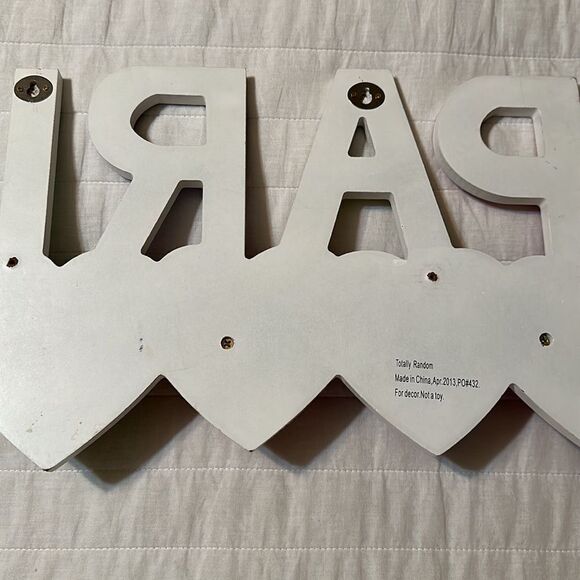 PARIS Love Hearts Multi Girl’s Room Mud Room Bathroom Wooden Hanger Decor - Picture 9 of 16